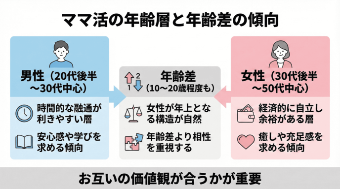 ママ活の年齢層は？男女別の平均をチェック